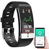 Newgen Medicals Pulsoximeter-Smartwatch: Fitness-Armband mit EKG-, Herzfrequenz-Anzeige, Versandrückläufer (Smartwatch Pulsmesser Blutdruck, Smartwatch Blutdruck Sauerstoff)