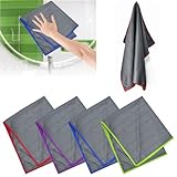 Zuxbolf 4 X Fensterputztücher Carbon Tücher Mikrofasertuch Streifenfrei 40x50cm für Glas Spiegel Küche Reinigungstücher Mikrofaser Putztücher Poliertuch für Edelstahl