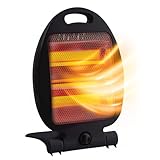 Avilia Elektrischer Quarz-Heizstrahler mit 2 Heizstufen 400/800 W – ideal zum Heizen von Schlafzimmer, Bad oder Büro mit Kippschutz-Basis, Sicherheitssystem und Griff – 25 x 14 x 35 cm