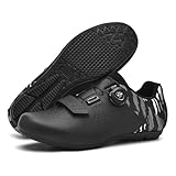 Treer Rennradschuhe Herren Damen 36EU-44EU Gummisohle, Ohne Cleats, Rennrad Schuhe Fahrradschuhe Schuh Mountain Bikes Schuhe Kompatibel Outdoor Radschuhe Fahrrad (Schwarz,39)