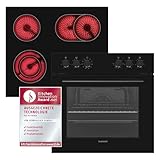 Telefunken ECHS65A-B2 Einbauherd-Set | Elektro-Herd-Kochfeld-Kombination | Backofen mit Grill und Umluft | Rahmenloses Glaskeramik-Kochfeld mit 4 Zonen | Hot Air Shield | 65 Liter | 60 cm | Edelstahl