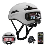 TMEOIIPY Intelligenter App-programmierbarer Fahrradhelm mit Rückseitigem LED-Display und USB-Aufladung, Fahrradhelm Erwachsene: Herren, Damen, mit Blinker-Fernbedienung