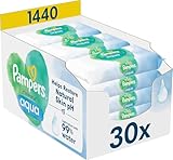 Pampers Harmonie Aqua Baby Feuchttücher Box, 1440 Tücher (15 x 96), sanfter Hautschutz für zarte Haut mit 99% Wasser