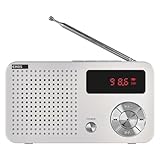 EMOS - tragbares digitales FM-Radio und MP3-Player mit Akku + USB-C Kabel - teleskopische Antenne, FM 88–108 MHz - USB-Port, Micro-SD-Karten-Slot, Kopfhörer-Anschluss - weiß/grau, Batteriebetrieben