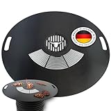Feuerplatte mit Grillrost 90cm INKL. Grilleinsatz – 5mm Stärke – Grillplatte für Feuertonne & Feuerschale – Plancha Grillring für BBQ & Teppanyaki – Massive Stahlplatte für perfektes Grillen - #953