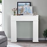 VixorLuilith Kaminumrandung, lackierter dreitüriger Kaminschrank 107x100 cm, Geheimfach-Kaminkonsole mit Stauraum, dekorativer Kaminrahmen aus Holz für die Kaminumrandung