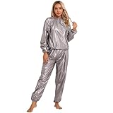AIGOUT Saunaanzug für Herren und Damen, Gewichtsübung, schmal, Fitnessstudio, Fitness, Workout, Anti-Spritz-Schweiß, Saunaanzüge, grau, XXXL