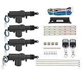 Auto Zentralverriegelung, schlüsselfreies Eingangssystem, komplettes Set für 4 Tür-Zentralverriegelung (1 Bedientascherbox, 2 Fernbedienungen, 4 Türschloss Aktoren, 1 Draht, 1 Zubehörsatz)