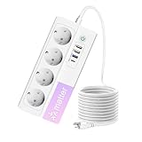 UseeLink Matter Smart Steckdosenleiste mit 4 AC-Anschlüsse 1 USB-C Schnellladegerät(PD 20W)& 3 USB-A,Fernsteuerung,Sprachsteuerung,Funktioniert mit Alexa Google Home,Timer-Zeitplan,16A