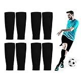 4 Paare Fußball Stutzen, Schwarz Atmungsaktiv Schienbeinschoner Socken, Unisex Stutzen Ohne Socken, Fußball Sleeves für Anfänger, Tubes Sportsocken für Fussball Basketball Laufen Radfahren