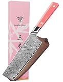 SANMUZUO Küchen-Nakirimesser 18 CM, professionelles Küchenkochmesser, ultrascharfer Damaszener Pulverstahl mit durchgehendem Harzgriff, Sheng-Serie