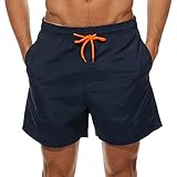 Arcweg Herren Jungen Badeshorts Kurz Badehose Vielfarbig Schnelltrocknend Beachshorts Boardshorts Strand Shorts Dunkelblau M(EU)