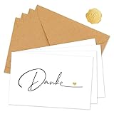 20 Stück Danke Karte mit 20 Kraftpapier Briefumschläge und 25 Gold Siegel Aufkleber, Dankeskarte für Kollege, Lehrerin, Familie, Freund(9cm x 14cm)