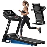 UMAY Laufband mit Steigung 14km/h, Laufband Für Zuhause Klappbar mit 3,0 PS Motor und 3 Steigungsstufen, Foldable Treadmill for Home mit 12 Trainingsprogrammen, Max Belastung 136KG