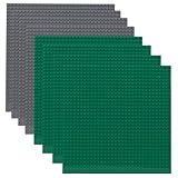 Fousenuk 8 Stück Platten-Set Bauplatte, Grundplatte Platte Plastik mit 32x32 Noppen, Bausteine Platte Grüne und Grau, Classic Bausteine Platte Kompatibelmit MeistenMarken25 x 25 cm