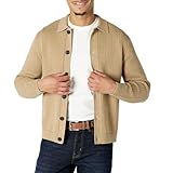 Amazon Essentials Herren Weite Strickjacke mit Kragen, Kamelbraun Meliert, L