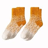 Kuschelsocken 2 Paar Warme Plüschsocken Kurze Trachtensocken Dicke Bettsocken Herren Slipper Socken Elastizität Schlafsocken Korallen Fleece Indoor Strumpf für Zuhaus Winter Weihnachten