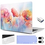MEEgoodo Schutzhülle für MacBook Air 15 Zoll M4/M3/M2 2025 2024 2023, Hülle passend für Modell (A3241/A3114/A2941) für MacBook Air 15 Zoll, Laptop mit Tastatur- und Kamera-Abdeckung und OTG-Adapter,