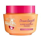 L'Oréal Paris Elvital Anti Spliss Haarmaske für langes, geschädigtes Haar, Intensive Haarkur zum Ausspülen, Mit pflanzlichen Vitaminen und Rizinus-Öl, Dream Length Super Aufbau Maske, 1 x 300 ml