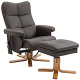 HOMCOM Massagesessel mit Liegefunktion Relaxsessel mit Fußhocker TV Sessel Fernsehsessel 145°-Neigebarer Liegesessel mit 10 Vibrationpunkte Ergonomischer Stuhl Kunstleder Braun 80 x 86 x 99 cm