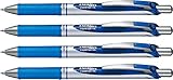 Pentel Gel-Tintenroller EnerGel mit Druckmechanik, 4 Stück, 0,7mm (blau)