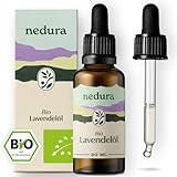 nedura® BIO Lavendelöl [100% NATURREIN] - Echter Lavendel aus Spanien - Lavandula Angustifolia - Ätherisches Öl für Aromatherapie, Diffusoren, Duftlampen - 30 ml