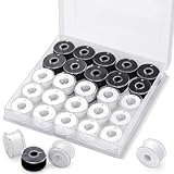 Riddur Schwarz Weiß Nähgarn Set, 25-teilig Nähfaden, Garn Nähmaschine Zubehör, Spulen Nähmaschine, Nähgarn für Nähmaschines Stickmaschine mit Aufbewahrung Polyestergarn, 45 m/Spule