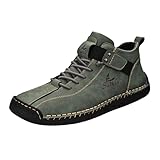 2025 Paar Herren PU Leder Freizeitschuhe Trend Herren Stiefel Kurze Stiefel Knöchel Herren Winterschuhe Weite Weite, grün, 37 1/3 EU
