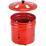 Brenntopf mit Deckel: Feuertonne mit ergonomischem Griff, Funkenschutzeimer, Zubehör für drinnen und draußen, Terrasse, Camping, Cont