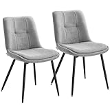 VASAGLE Esszimmerstuhl 2er Set, Küchenstuhl, Polsterstuhl, Chenille, Stuhl, bis 120 kg belastbar, Doppelkissen, Metallbeine, modern, für Esszimmer, Küche, Taubengrau KDC151G01