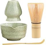 XPSSJMU Matcha-Set, Matcha-Rührer, Matcha-Rührer, Matcha-Rührer-Set, Keramik-Matcha-Set inklusive Matcha-Schüssel mit Ausgießer, Matcha-Rührer-Ständer und Bambuslöffel, bestes Geschenk für Ihre Lieben