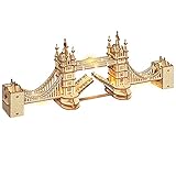 ROBOTIME Tower Bridge Holzmodellbausätze für Erwachsene, 3D-Puzzle, um Ihr eigenes lasergeschnittenes Puzzle zu bauen, Bau Handwerk Kits