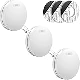 SAVS SM11R4 Funkvernetzter Rauchmelder 3er-Pack – 10 Jahre Batterie – Extra flaches Design – Kein LED-Licht – Montage ohne Bohren – Entspricht europäischer Norm – Vernetzbarer Feuermelder