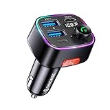 Syncwire FM Transmitter Auto Bluetooth 5.4 48W (PD 36W & 12W) Bluetooth Adapter Auto mit [Lichtschalter] [HiFi-Bass-Sound] [Schnellladen] Freisprecheinrichtung Autoladegerät Zigarettenanzünder