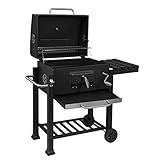 WOLTU CPZ8135sz Holzkohlegrill Kohlewanne höhenverstellbar BBQ Grill Standgrill mit Räder 113x45.5x100cm, Barbecue Grill für Garten Camping, Schwarz