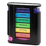 Foubiss Tablettenbox 7 Tage 4 Fächer, BPA Freie Medikamentenbox, Seniorenfreundlich, Bunt