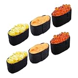 FUNNETOYU 6 Stück Teiliges Sushi Modell Realistische Fake Sushi Simulation aus Langlebigem Leichtes Onigiri Dekorations und Restaurant Display Prop für Zuhause Kindergarten und Hotel