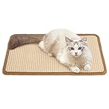 FUKUMARU Kratzmatte Katze, natürliche Katzenkratzbretter Sisal Kratzteppich 50x30 cm, widerstandsfähig Katzenmöbel Fußmatte Sisalmatte Kratzpads für Katzen, Beige