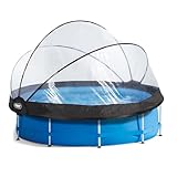 EXIT Toys Poolabdeckung ø305cm - Für Intex/Bestway Pools - Hält Wasser Warm und Sauber - Einfache Montage - Robuste, Hochwertige Konstruktion - Universelle Poolüberdachung Geeignet für Viele Marken