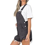 Damen Denim Shortalls Lässiger verstellbarer Träger High Waist Latzjeans Overalls Shorts Strampler mit Taschen 2025