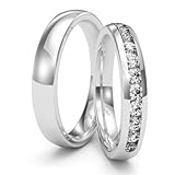 Kolibri Rings Eheringe Silber 925 11 Zirkonia Steine Paarpreis - Gratis Gravur und Etui