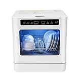 Tischgeschirrspüler mit UV & Heißlufttrockner – 6-8 Mass Kompakt Spülmaschine, 4 Programme (ECO/Strong/Fruit), 72h Aufbewahrung, Leise 52dB für Küche, Wohnmobil & WG (220V)