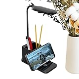 Dimmbare Schreibtischlampe - Moderne Arbeitsplatzleuchte Mit Kabelloser Ladestation - Augenschonendes Licht Mit Helligkeitsregulierung, Stiftehalter & Schreibtischzubehör Für Schlafzimmer Studentenbür