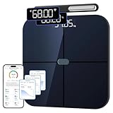 Healthkeep Personenwaage, Impedanzmesser, vernetzt, WLAN & Bluetooth, mit 8 Elektroden, hohe Präzision, 46 Körperdaten, für App, inklusive Android und iOS, Kapazität 180 kg/400 lb, 30 x 30 cm