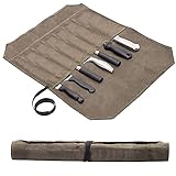 Koch Messer Roll Bag,Wachs Leinwand Messer Case Lagerung,Tragbare Koch Messer Tasche,7 Slots Messer Besteck Werkzeug Roll Case für Camping Wandern,Heavy Duty Messer Taschen Geschenke für Köche Männer