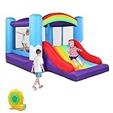 LEADZM Hüpfburg mit Gebläse, Hüpfburgen mit Rutsche, Geeignet für Kinder von 3–10 Jahren, Aufblasbares Schloss Indoor & Outdoor, 360x240x210cm