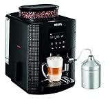 Krups Essential Kaffeevollautomat mit Milchschlauch, 2-Tassen-Funktion, LCD-Display, Einfache Reinigung, Kaffeemaschine, TÜV-Siegel, Schwarz, EA816031