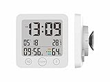 infactory Badezimmeruhr Digital: Digital-Badezimmer-Uhr, Thermo-/Hygrometer, LCD, Saugnapf, Timer, IP54 (Baduhr Digital, Badezimmeruhr Digital mit Saugnapf, Wanduhr klein)