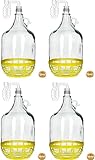 lilawelt24 4X Set 5L Flasche +Gummistopfen + Gärröhrchen Gärballon Weinballon Gärbehälter/brauen/Wein Machen/Glasflasche