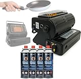 Eurocatch Gasheizung - Inkl. 4 Gaskartuschen - Gasherd - Heizstrahler - Terrassenheizer - Campingheizung - Gasheizung - Einstellbar Tragbar